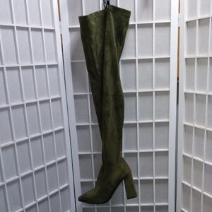 Olive Green Over-the-Knee Boots